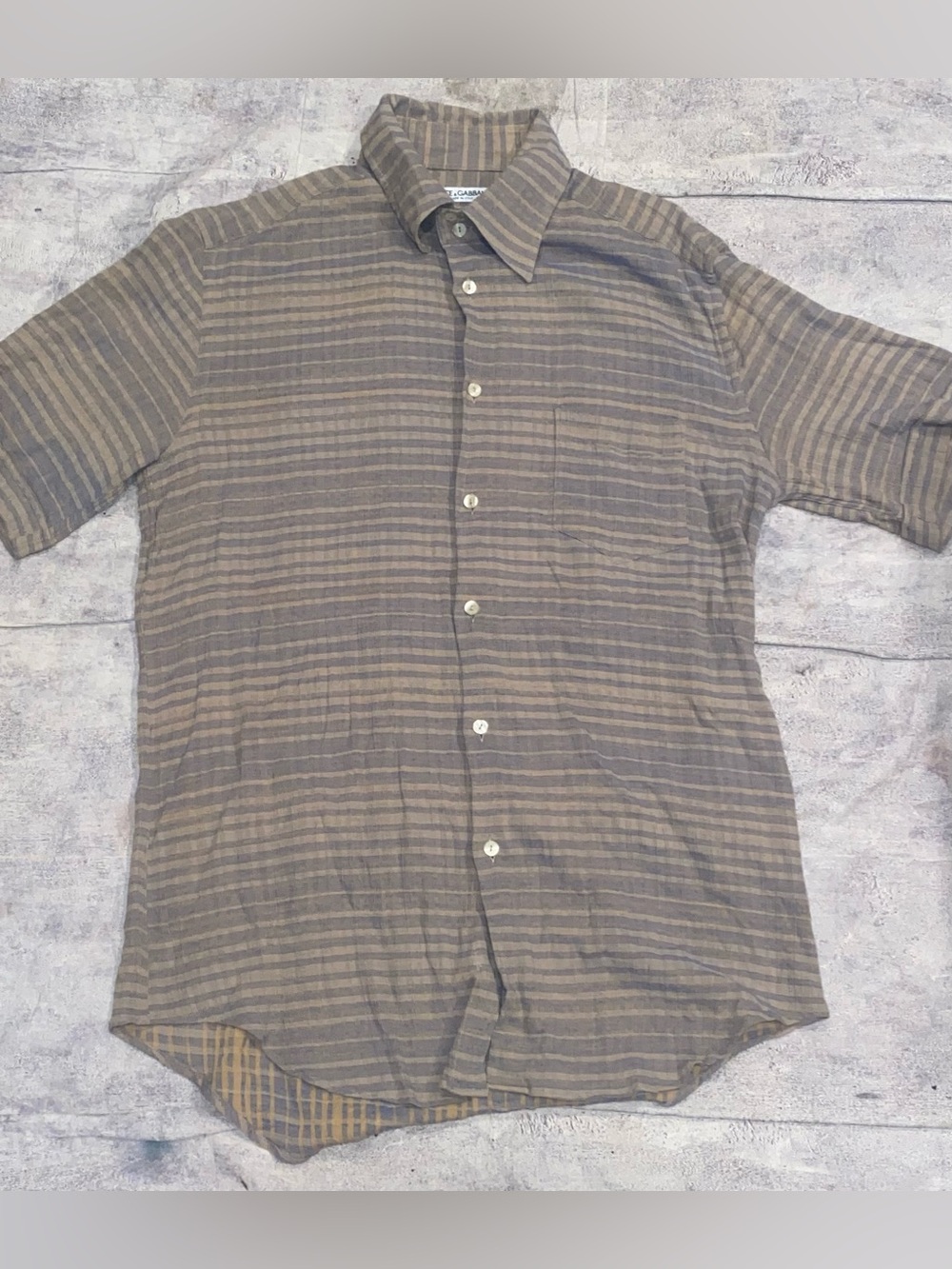Dolce Gabbana Short Sleeve Plaid Check Button Up Down Pocket Shirt Italy 16.5 L